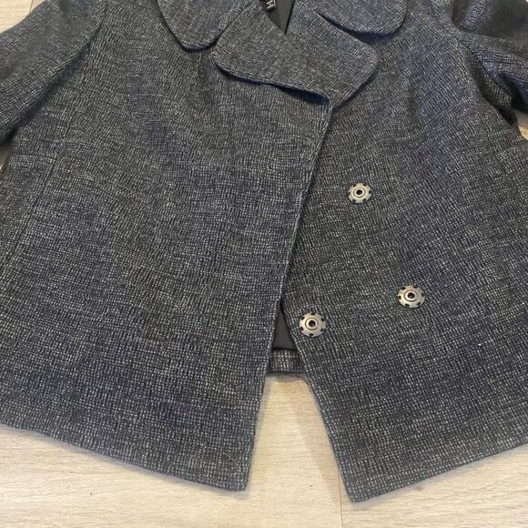 Robert Rodriguez women's grey collared button front cotton blend blazer - Picture 2 of 8